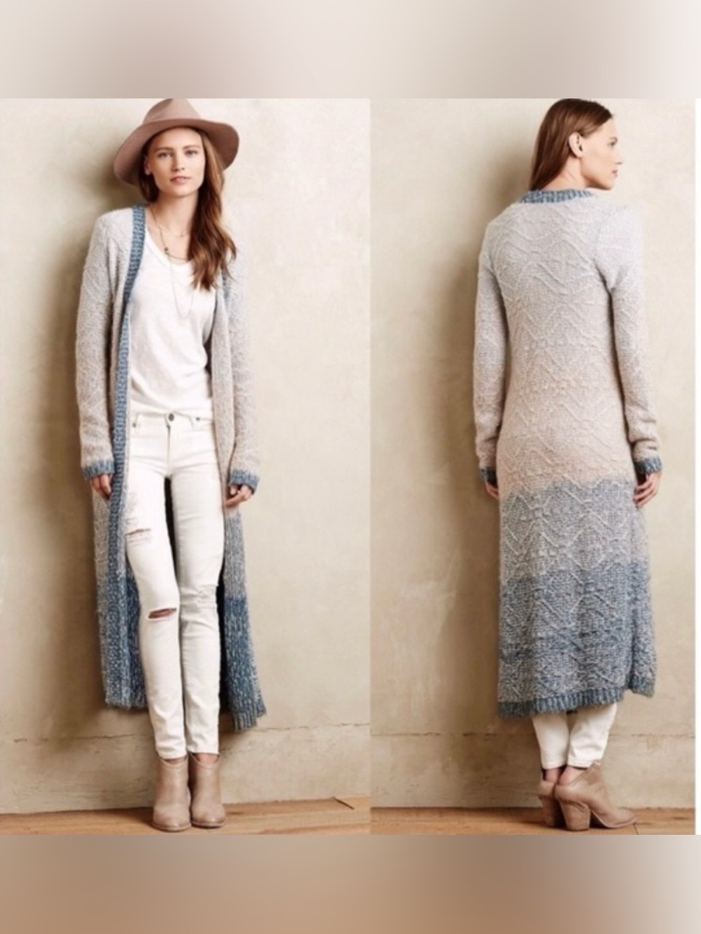 Anthropologie Moth Long Line Duster Cardigan Size L
